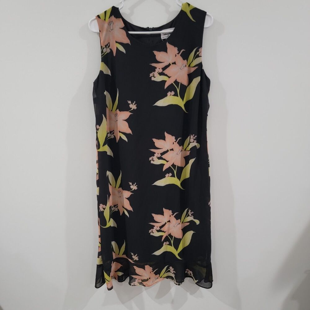 Vintage Anthony Richards Womens Dress Size 12 Floral Chiffon Midi